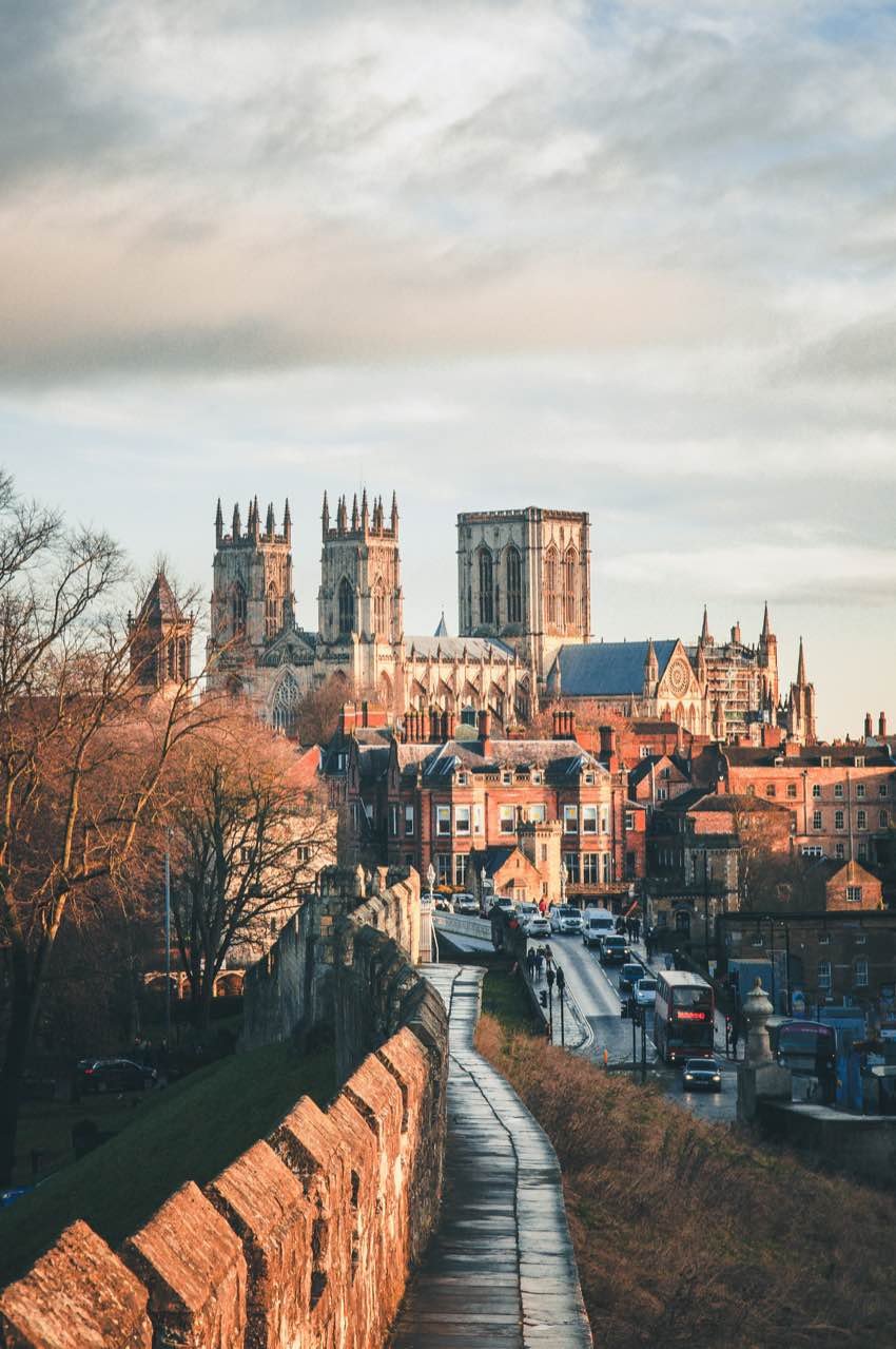 York Minster above the rooftops, seen from the city walls